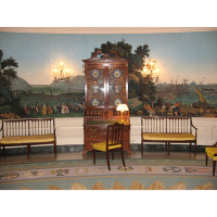 West side of the Diplomatic Reception Room of the White House showing the panoramic Zuber & Cie wallpaper Scenes of North America