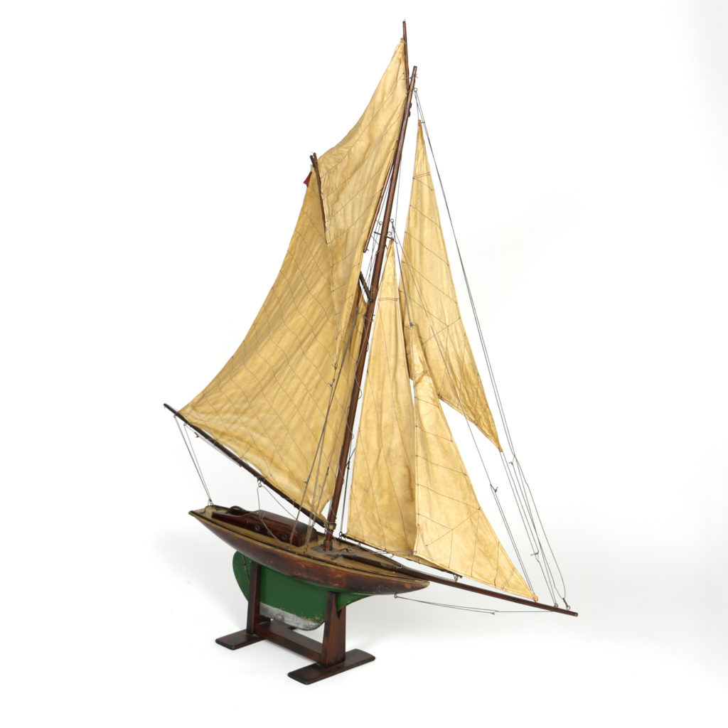 Garden Court Antiques, San Francisco -Handsome English Pond Yacht Circa 1920 On Later Stand