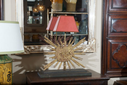 Carved Giltwood Sunburst mounted as a lamp
