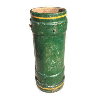 Garden Court Antiques, San Francisco Green leather and cork English naval Artillery bucket, circa 1880.