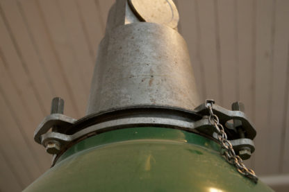 Green painted industrial hanging lantern, English circa 1900