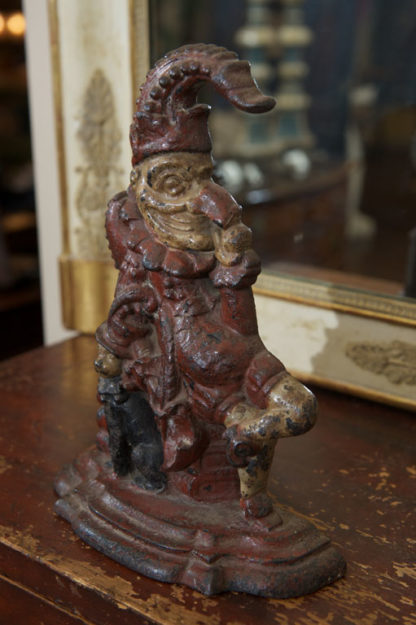 Painted Cast Iron Door Stop depicting Punch and his dog, Toby, English circa 1880