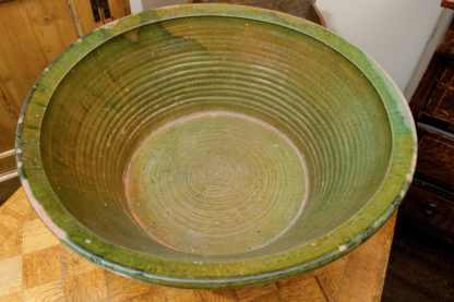 Very Large Green Glazed Dairy Bowl, French circa 1880