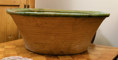Very Large Green Glazed Dairy Bowl, French circa 1880