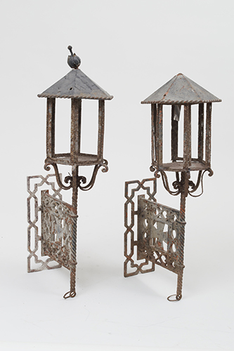 Garden Court Antiques, San Francisco Large Scale Pair of Wrought Iron Wall Lights, French circa 1800