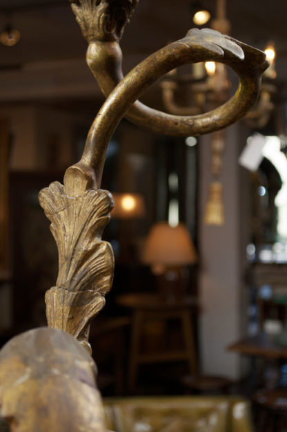 Carved Giltwood Candelabra on Later Faux Marble Base. French circa 1800