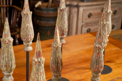 Set of 14 Cast Iron Gate Finials Mounted on Iron Stands circa 1880