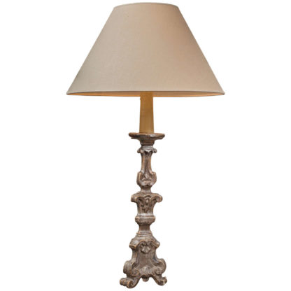 Silver gilt pricket stick, French, circa 1860 mounted as a table lamp.