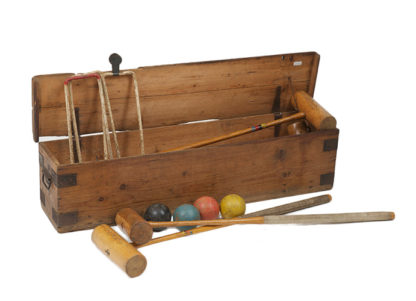 Antique croquet croquet set with box.
