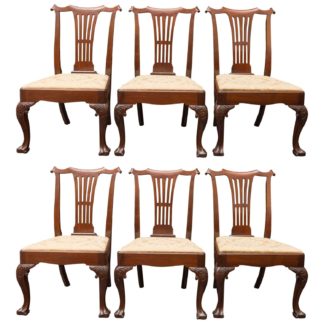 Extraordinary Set of Six Large Scale Period Irish Chippendale Side Chairs, circa 1740