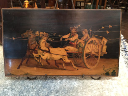 Italian inlay panel of a horse drawn coach, circa 1780
