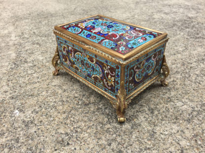Garden Court Antiques, San Francisco - A Delightful Enamel Jewel Box with Domed Top and Gilt Bronze Metalwork. French, Late 19th Century