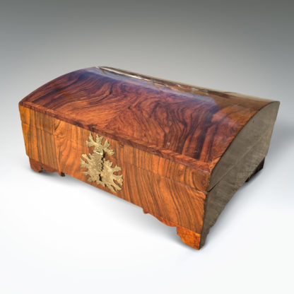Garden Court Antiques, San Francisco 18th Century Walnut and Feather Banded Dome Top Box.