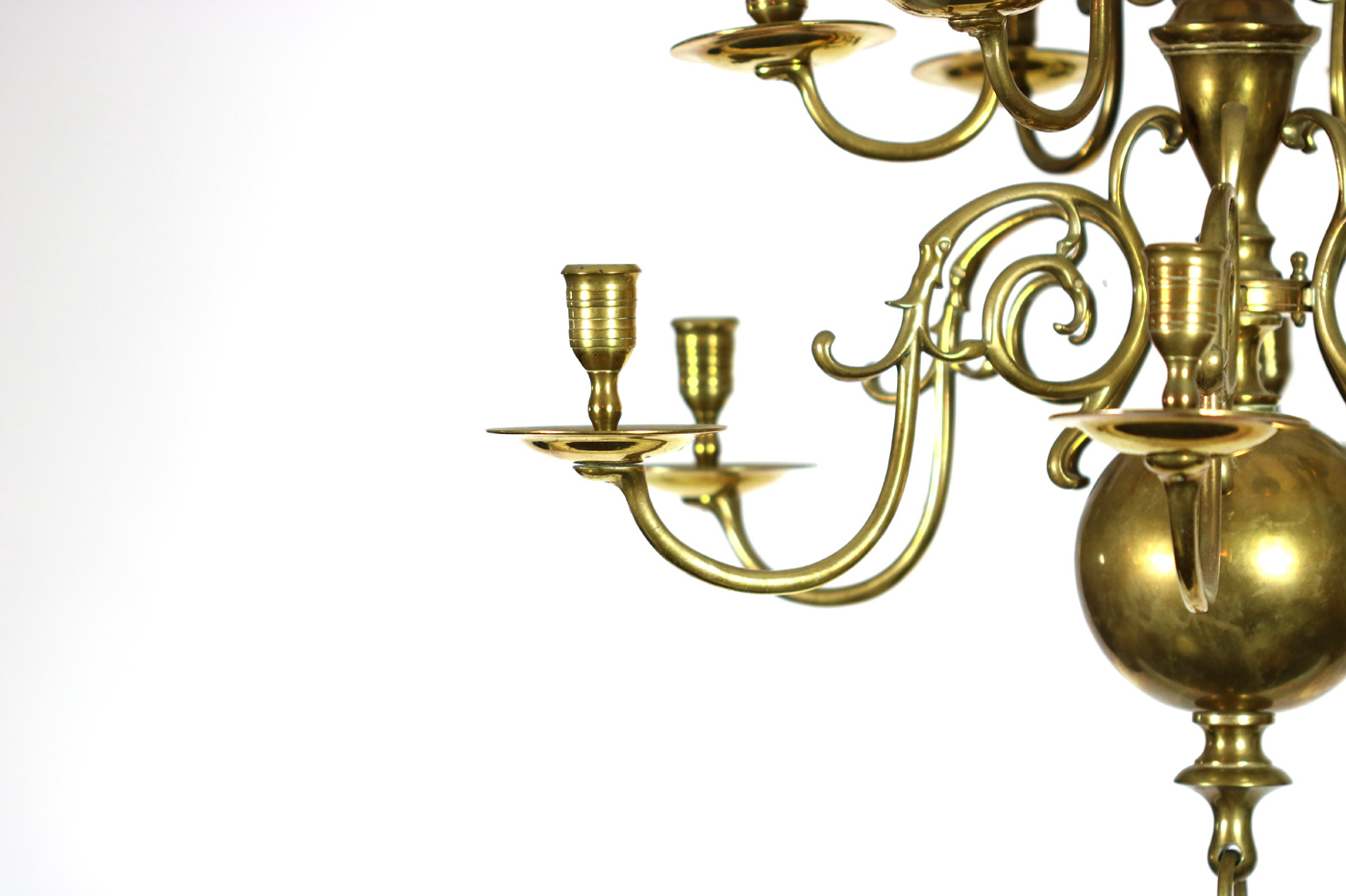 two-tiered twelve-light Dutch Brass chandelier 19th Century
