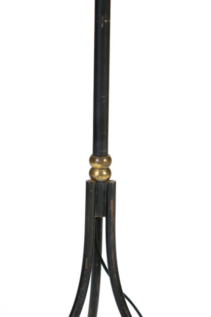 Garden Court Antiques, San Francisco - Black Painted Metal and Bronze Floor Lamp with Bronze Tassel Detail; English, Circa 1920