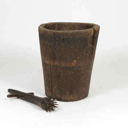 Garden Court Antiques, San Francisco -Massive and Primitive Carved Chestnut Mortar With Pestle, French Circa 1800