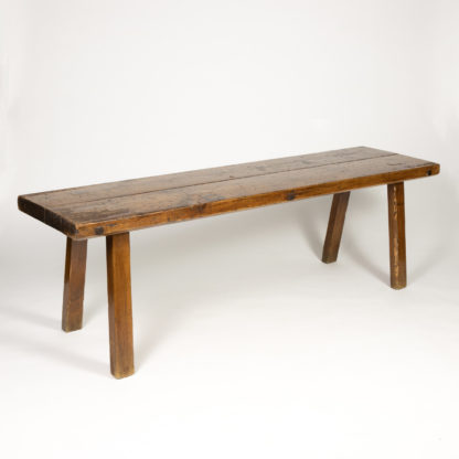 Rustic Elm Work Bench With Square Iron Pegs, English Circa 1880. Garden Court Antiques, San Francisco