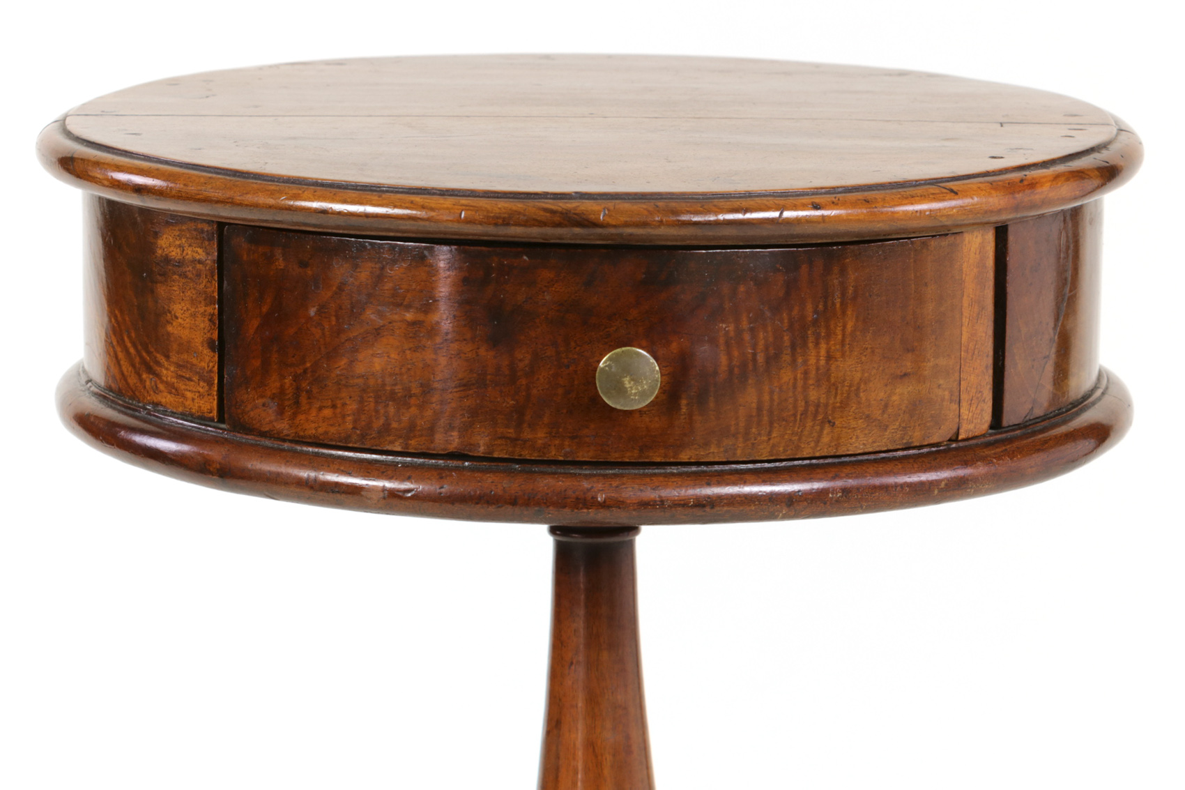 Vintage Round Small French Pedestal Table On Tripod Base 19th C 415 355 1690