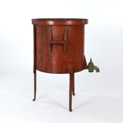 Persimmon Color Painted Metal Wine Making Barrel French, Circa 1860.Garden Court Antiques, San Francisco