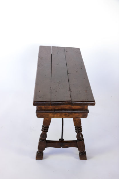 18th Century Spanish Walnut Two-drawer Low Trestle Table With Turned Legs, Circa 1780.