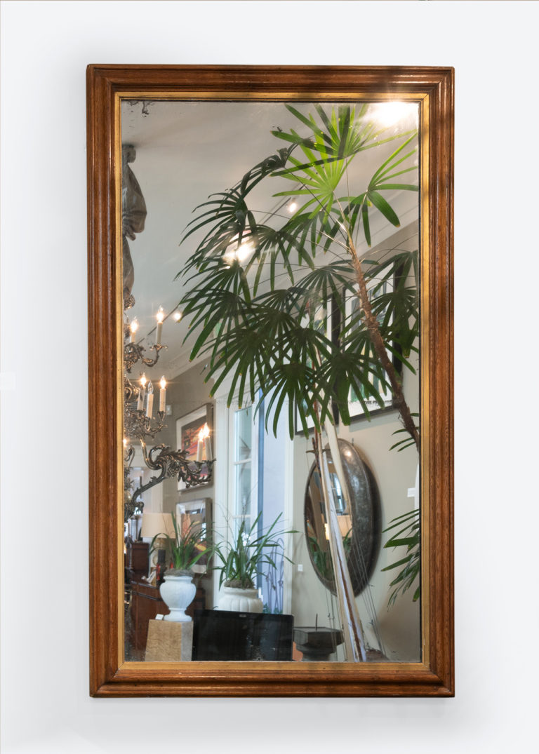 Very Large Vintage English Oak Mirror w Original Mercury Glass (4150