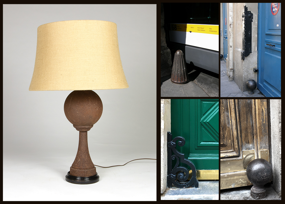 historical chasse-roues, cast iron ball Paris street furniture and other designs.