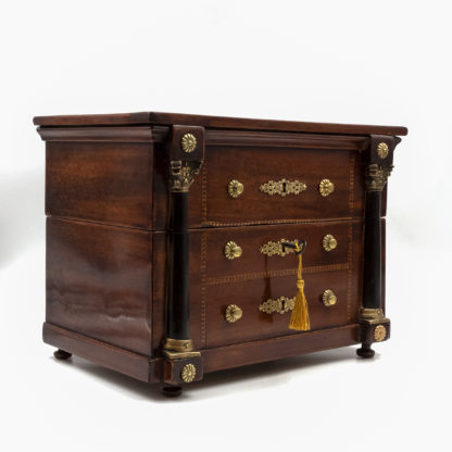 French Empire Mahogany Tantalus; Concealed As Miniature Chest Of Drawers; French, circa 1820