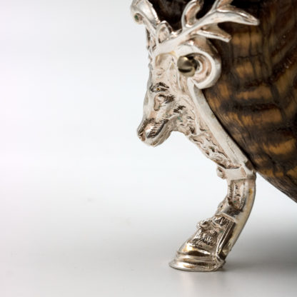 A Pair of Handsome Ram’s Horn Snuff Mulls; with Dog Finials, Silver Mounts; Scottish, Circa 1850