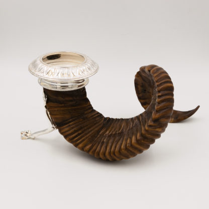 Victorian-era Scottish Rams Horn and Silver Candle Holder, Mid-19th Century.
