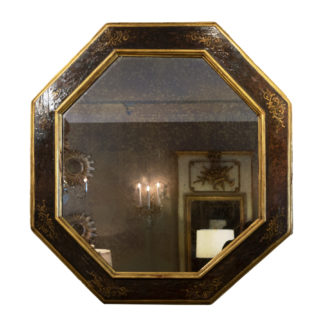 Italian Baroque Period Amber Paint And Parcel-Gilt Octagonal Mirror Frame; Circa 1680.