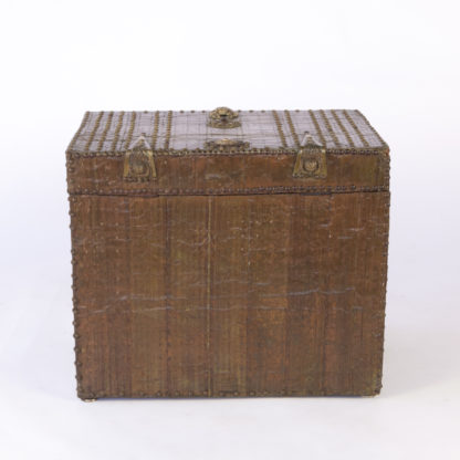 Spanish Brass Covered Traveling Box With Extensive Brass Nailhead Trim Decoration; Spanish, Circa 1810.