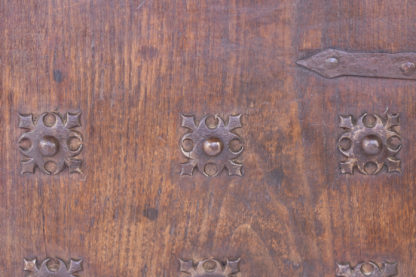 Late Baroque Period Single Door Cabinet, Decorated With Nine Cast Iron Quatrefoil Medallions; Spanish, Circa 1750