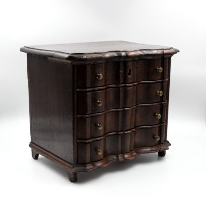 English Oak Serpentine Front Miniature Chest Of Drawers, Circa 1770.