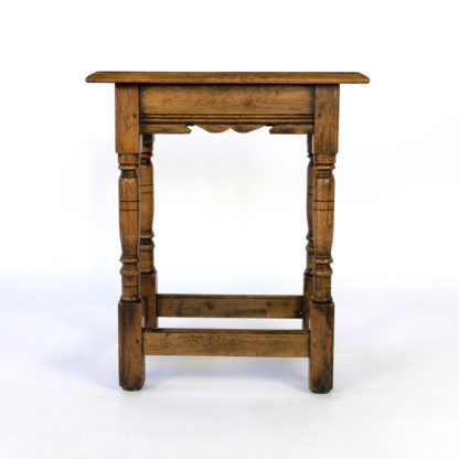 Pale Colored Oak Joint Stool With Box Stretcher, English Circa 1890.