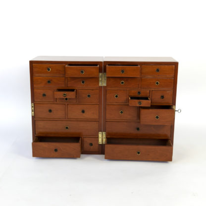 Solid Mahogany Campaign Style Apothecary Chest, Circa 1860.