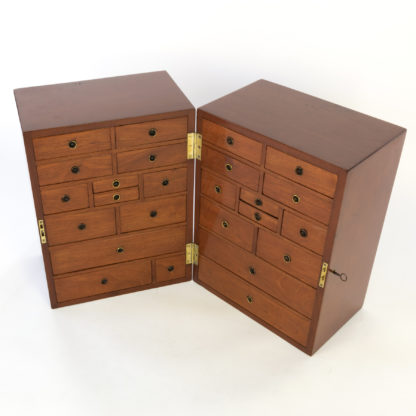 Solid Mahogany Campaign Style Apothecary Chest, Circa 1860.