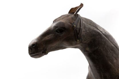 19th Century Leather Clad Model Of Horse With Glass Eyes, English, Circa 1870.