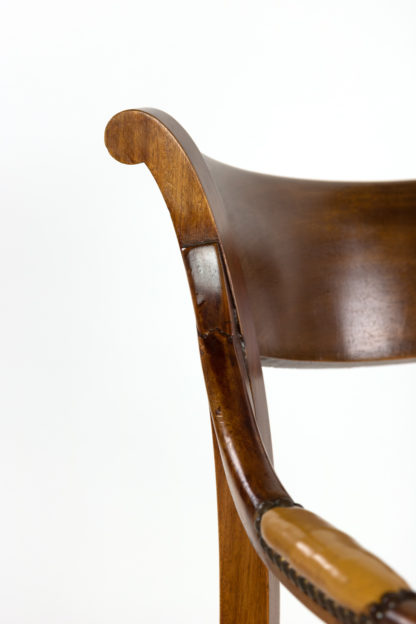 Neoclassical Style Mahogany Armchair With Turned Column Front Legs; Italy, Circa 1900