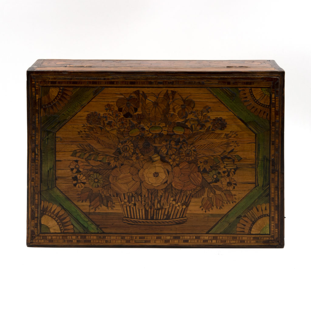 Napoleonic Period Prisoner of War Straw Work Box, Straw Marquetry Work, English Circa 1780.