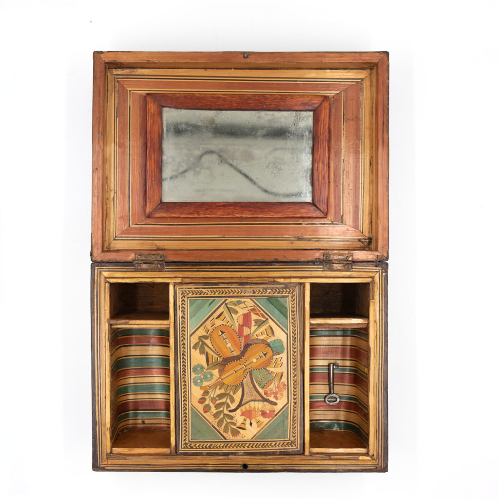 Napoleonic Period Prisoner of War Straw Work Box, Straw Marquetry Work, English Circa 1780.