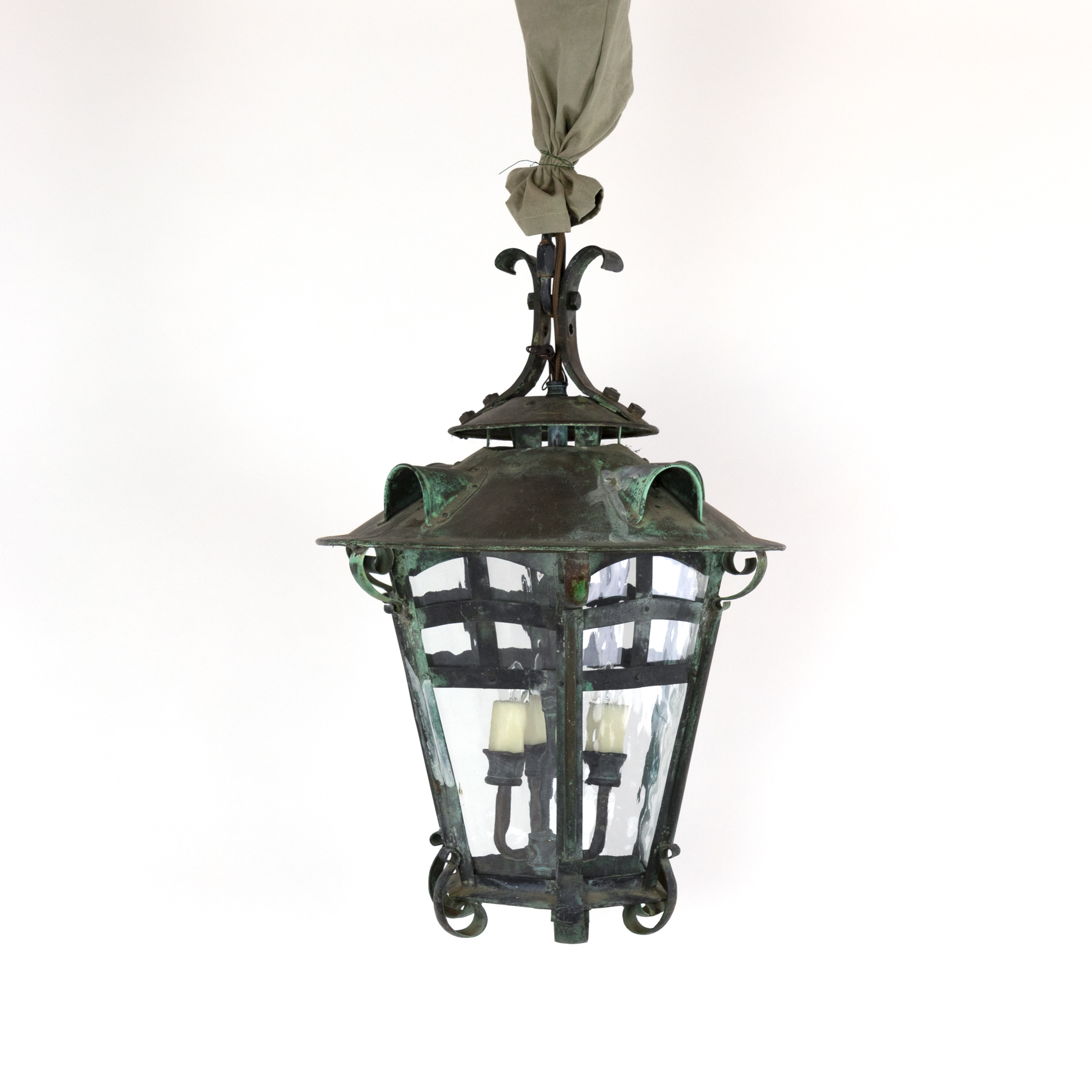 Arts & Crafts Period Bronze Hanging Lantern, Circa 1900 (415) 355-1690