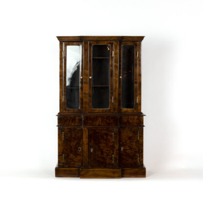 Rare Miniature George III Breakfront Glass Cabinet of Walnut & Burr Walnut; Welsh or English Circa 1780-1800