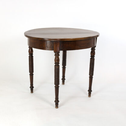French Provincial Round Walnut Center Table with Bobbin Turned Legs; Circa 1860.