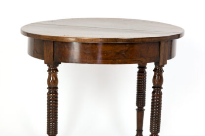 French Provincial Round Walnut Center Table with Bobbin Turned Legs; Circa 1860.