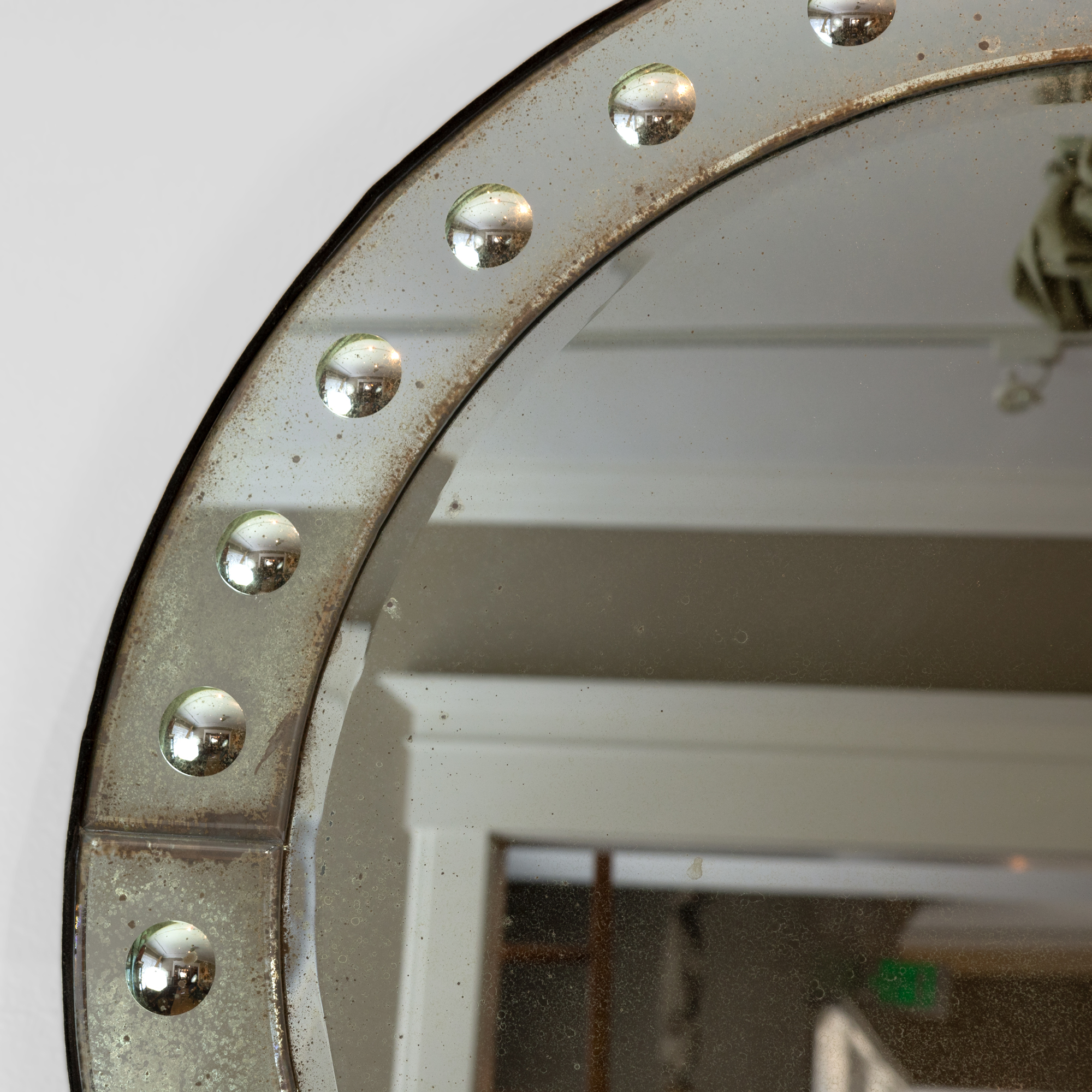 French Art Deco Round Mirror With, Art Deco Vintage Mirrors