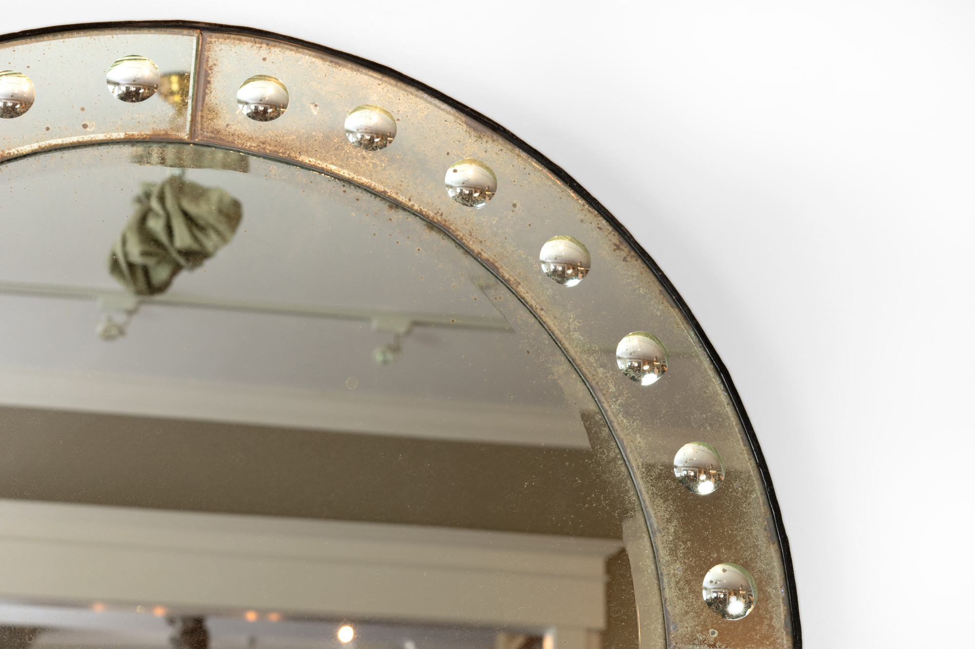 French Art Deco Round Mirror With Mirror Frame, Circa 1920. - Garden Court  Antiques