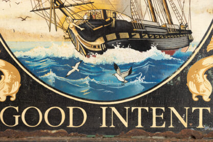 Double Sided Painted Metal, Hanging Pub Sign, Depicting A Clipper Ship, “Good Intent”.