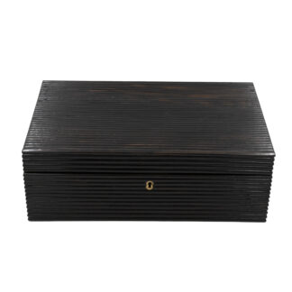 Anglo Indian Coromandel Ebony Work Box Of Solid Ribbed Design With Fully Fitted Interior; Anglo-Indian, Circa 1860-1880.