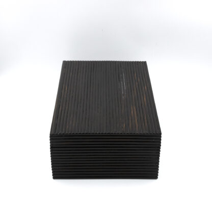 Side view: Anglo Indian Coromandel Ebony Work Box Of Solid Ribbed Design With Fully Fitted Interior; Anglo-Indian, Circa 1860-1880.