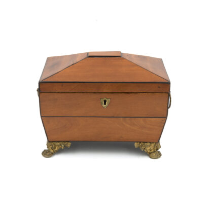 Satinwood Tent Top Tea Caddy With Two Interior Compartments; English, Circa 1840.